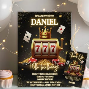 Editable Casino Birthday Invitation Template, Casino Theme Birthday Invitation, Casino Poker Birthday Party Invitation, Playing Cards Poker