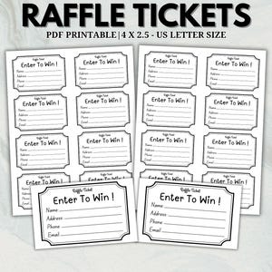 Printable Minimalist Raffle Ticket, Raffle Tickets Template, Enter to Win tickets, Raffle Ticket Form, Simple Raffle Ticket, Surprise Raffle