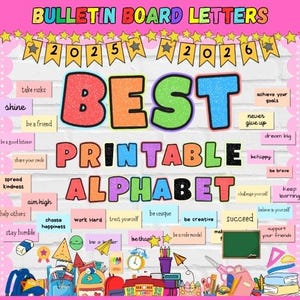 Lehrer druckbare, Zusammensetzung Bullet Board Alphabet Buchstaben Klassenzimmer Dekor, saisonale Dekor für Bildung, Schulanfang Klassenzimmer Thema