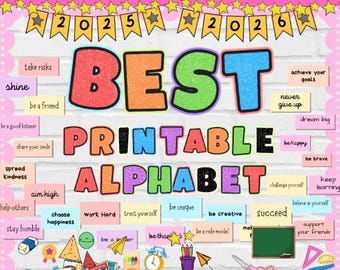 Teacher Printable, Composition Bulletin Board Alphabet Letters Classroom Decor, Seasonal Decor for Education, Back to School Classroom Theme