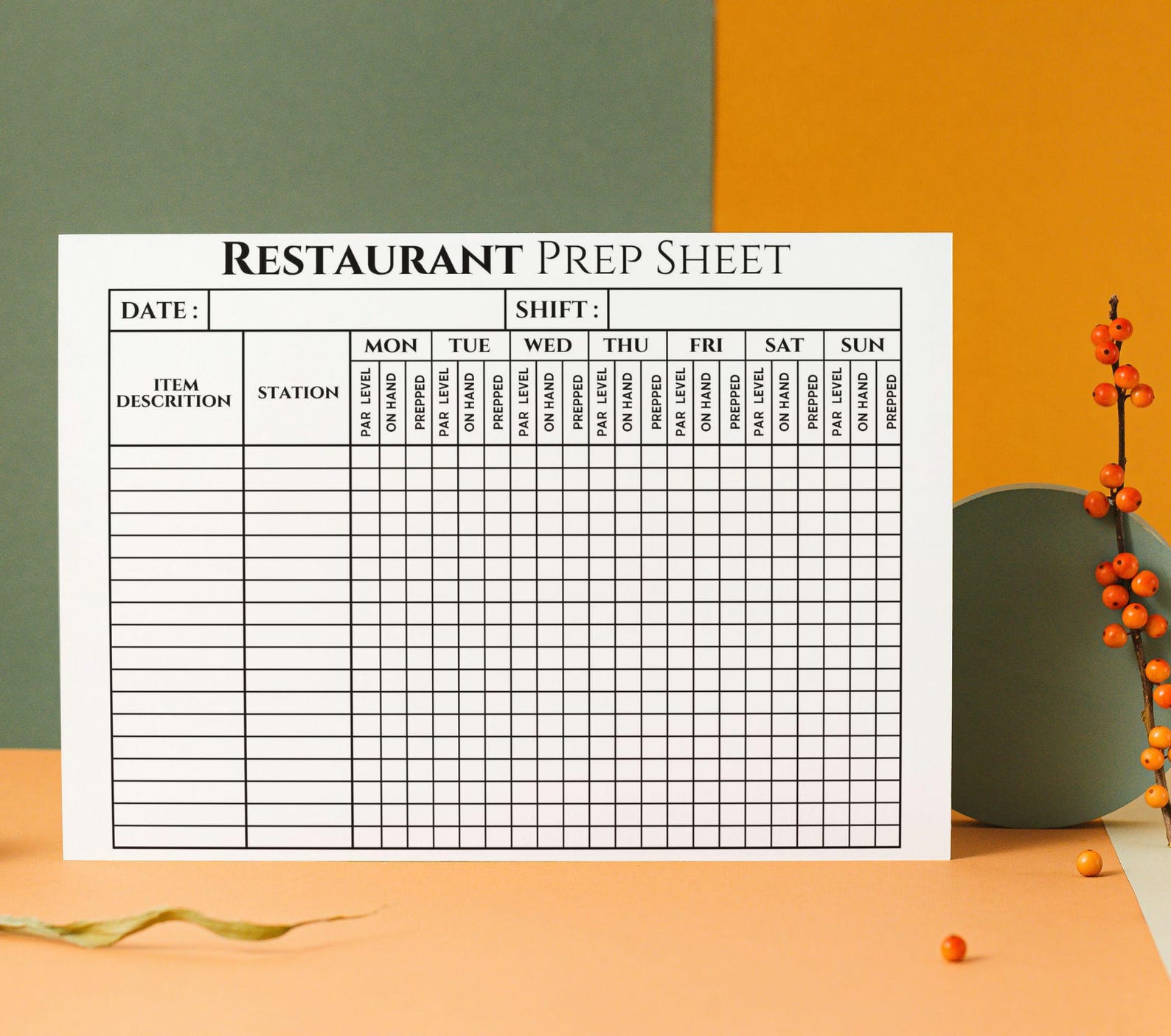 creating a menu prep sheet - caterease support Images... Edittable Restaurant Prep Sheet, Food Prep Chart, Food Prep Sheet ...