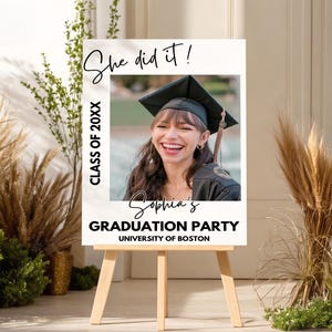 Graduation Welcome Sign Editable, Photo Graduation Party Welcome Poster, Modern Minimalist Graduation Welcome Sign, Graduation Party Sign