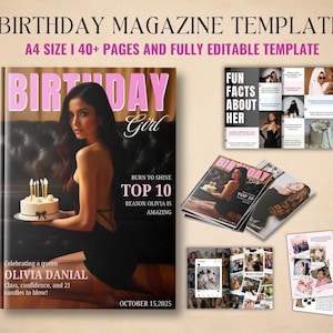 Editable Birthday Magazine Canva Template, Printable Best Friend Birthday Magazine, Customizable Birthday Gift, Magazine Bestie Gift