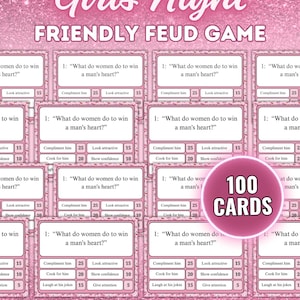 Girls Night Games Friendly Feud, Hen&#39;s Do Bachelorette Feud, Ladies Night Trivia Spicy Game, Fun Girls Night Out Activity, Adult Games