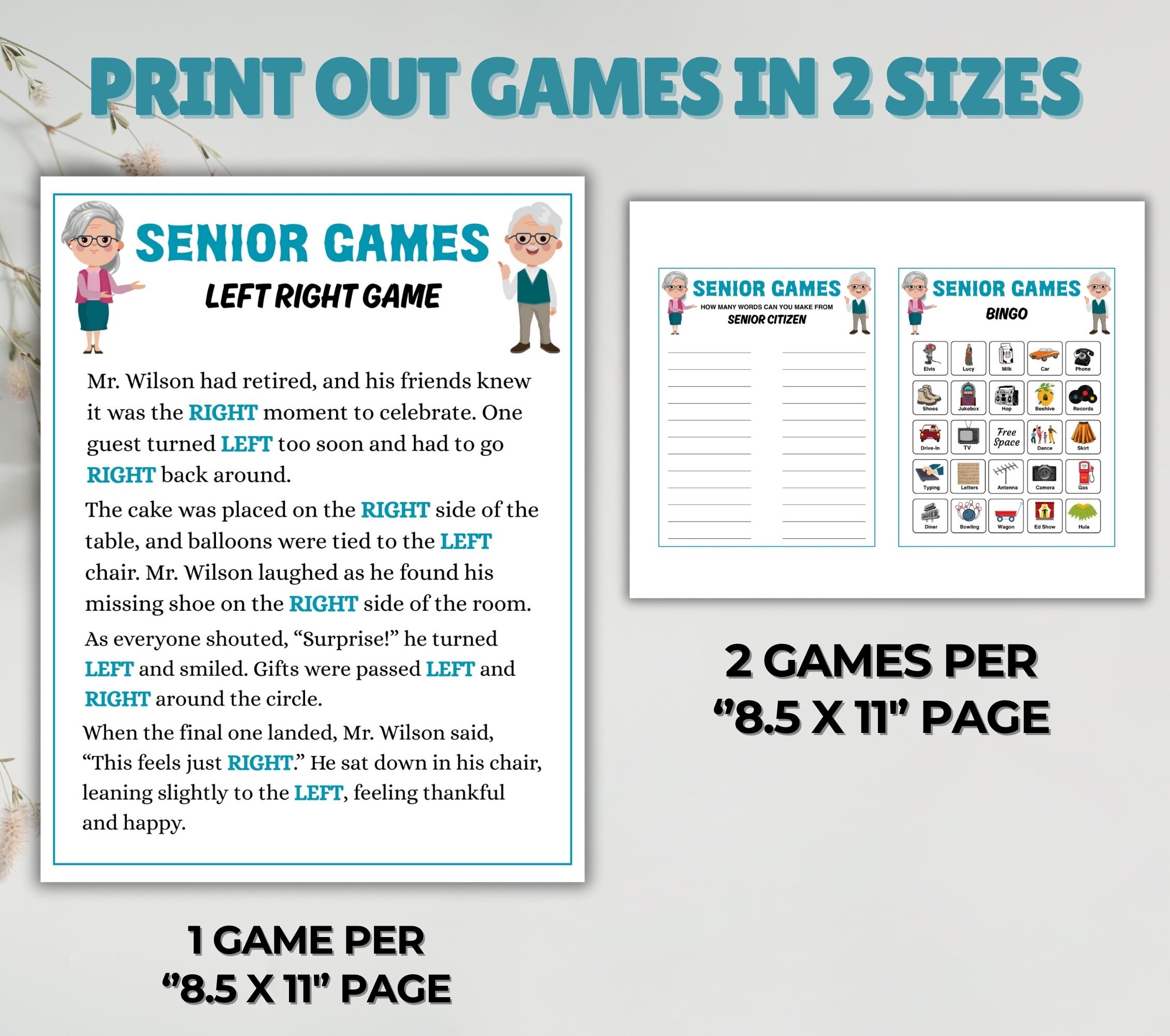 Senior Games Bundle Printable Senior Party Games Senior Riddles Brain