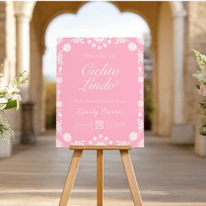 Editable Cielito Lindo Invitation Set, Cielito Lindo Baby Shower Invite, Mexican Baby Shower Invitation, Pink Talavera, Papel Picado Invite