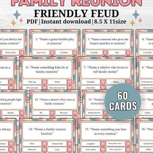 Family Reunion Friendly Feud, Printable Family Party Games, Family Reunion Games, Fun Group Activity, Family Gathering, Family Game Night