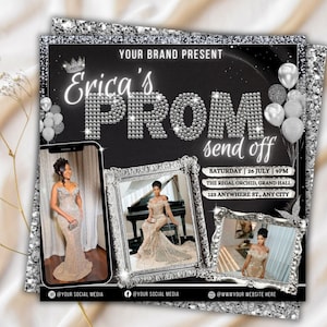 Prom Send Off Flyer Template, DIY Prom Flyer, Editable Prom Canva Template, Prom Send Off, Prom Send Off Event, Prom Party Invite, Girls