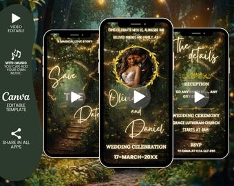 Enchanted Forest Wedding Invitation Video Template (Digital Download)