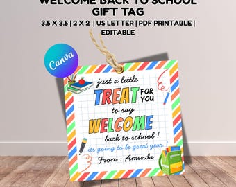 Willkommen zurück in der Schule Geschenkanhänger, Schulanfang Geschenk vom Lehrer, kleine Leckerei Kekse Geschenkaufkleber, Willkommen zurück in der Schule Geschenkanhänger