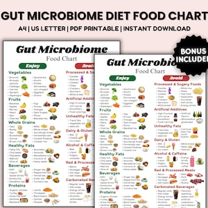 Gut Microbiome Foods List, Healthy Gut Food Guide, Gut Microbiome Diet Planning, Healthy Food and Diet Chart Poster, Second Brain Awareness