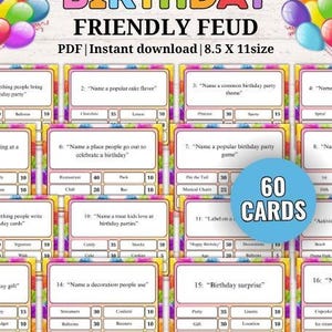 Birthday Friendly Feud Game, Birthday Family Feud Game, Birthday Party Games, Birthday Games for Kids, Games for Adults, Birthday Trivia