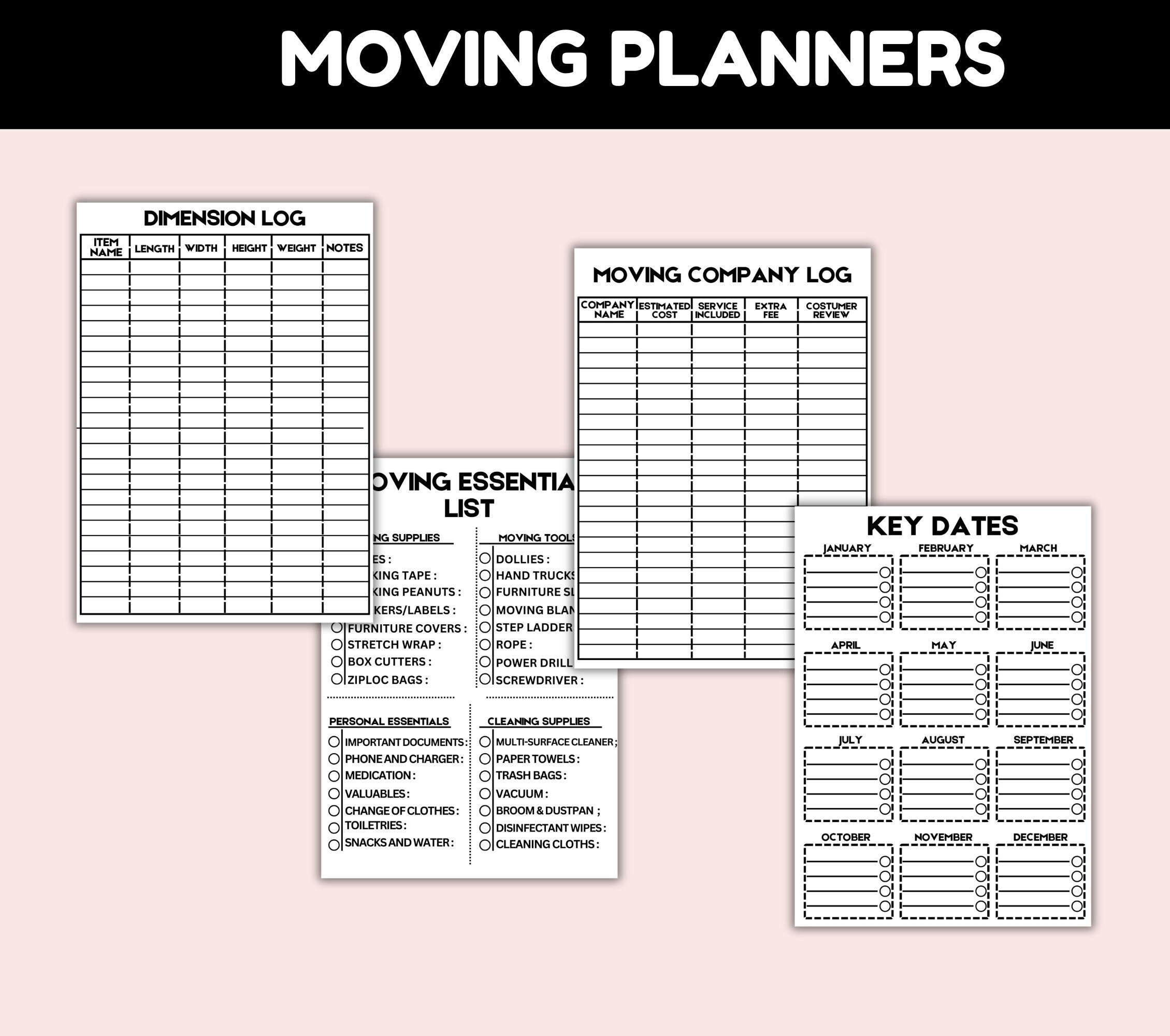 Moving Planner Printable, Moving Checklist, Moving Binder, Moving Gift ...