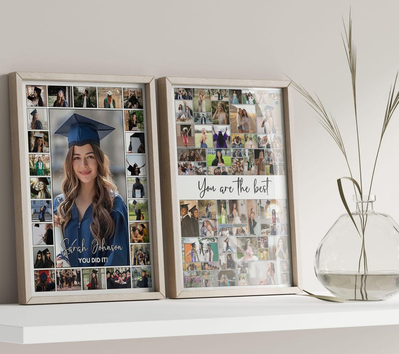 Graduation Photo Collage Examples Graduation Photo Collage Template Set, Graduation Welcome Sign ...
