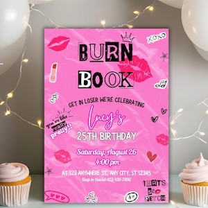 Editable Mean Girls Inspired Birthday Invitation Template, Mean Girl&#39;s Night Party, Pink Mean Girls Birthday Invite Girl Night Out Party