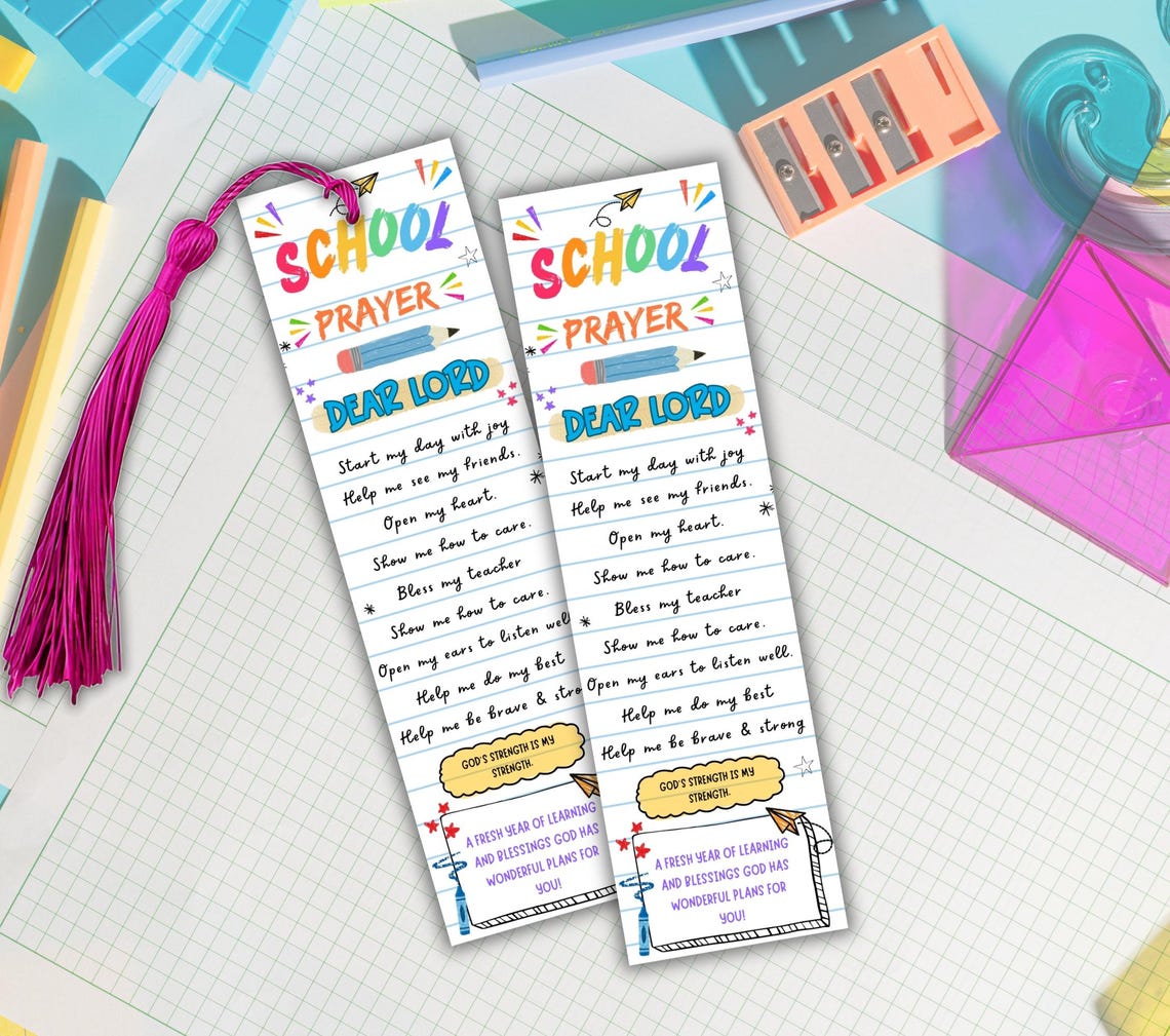 Editable First Day of School Prayer Bookmark, Backpack Blessing ...