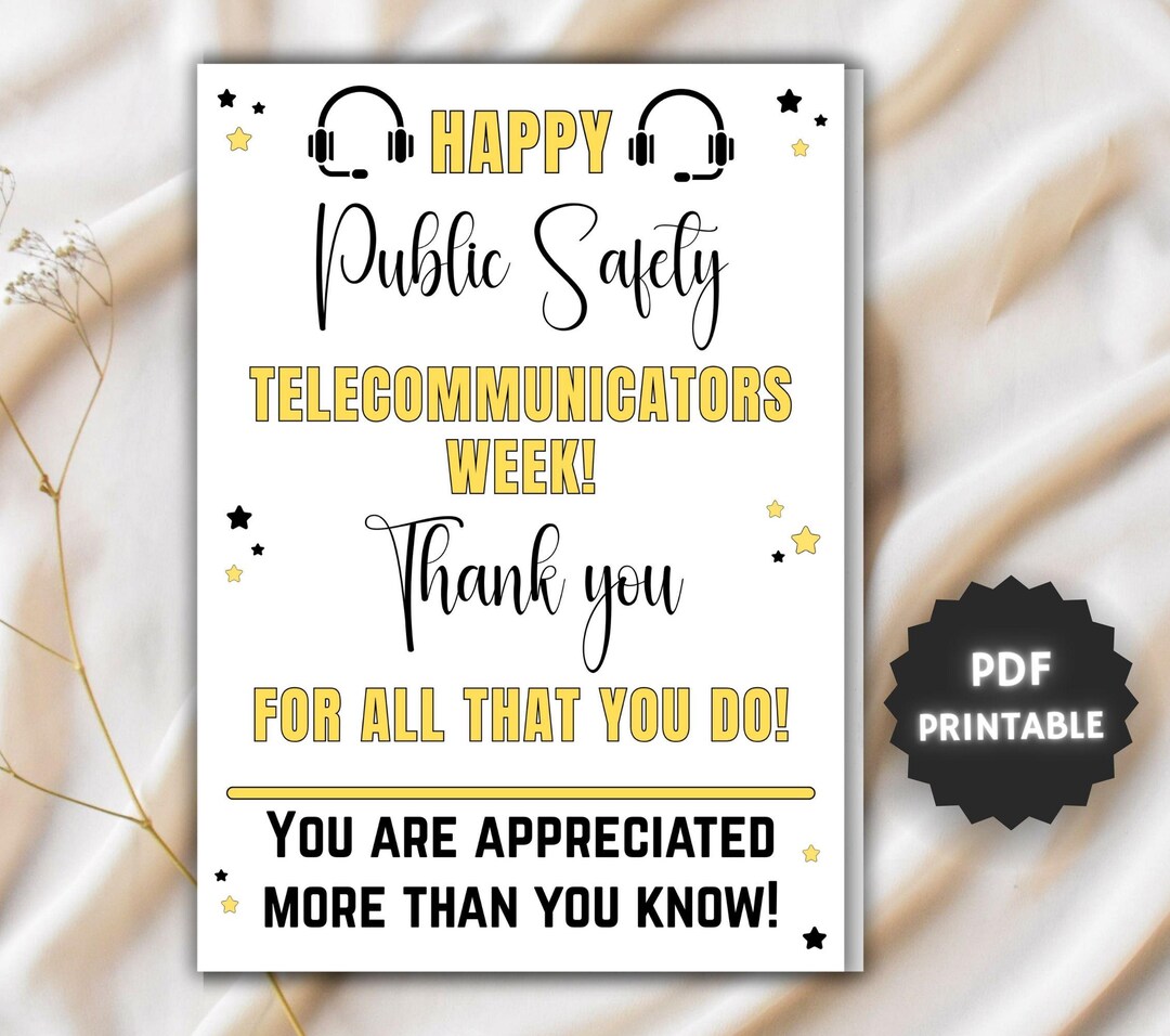 Printable Happy Public Safety Telecommunicators Week Card ...