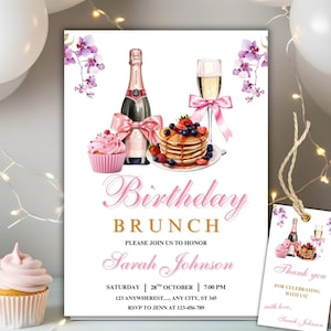 Birthday Brunch Invitation, Champagne Brunch Invitation, Brunch Invitations, Birthday Brunch Flyer, Women Birthday Brunch Invitation