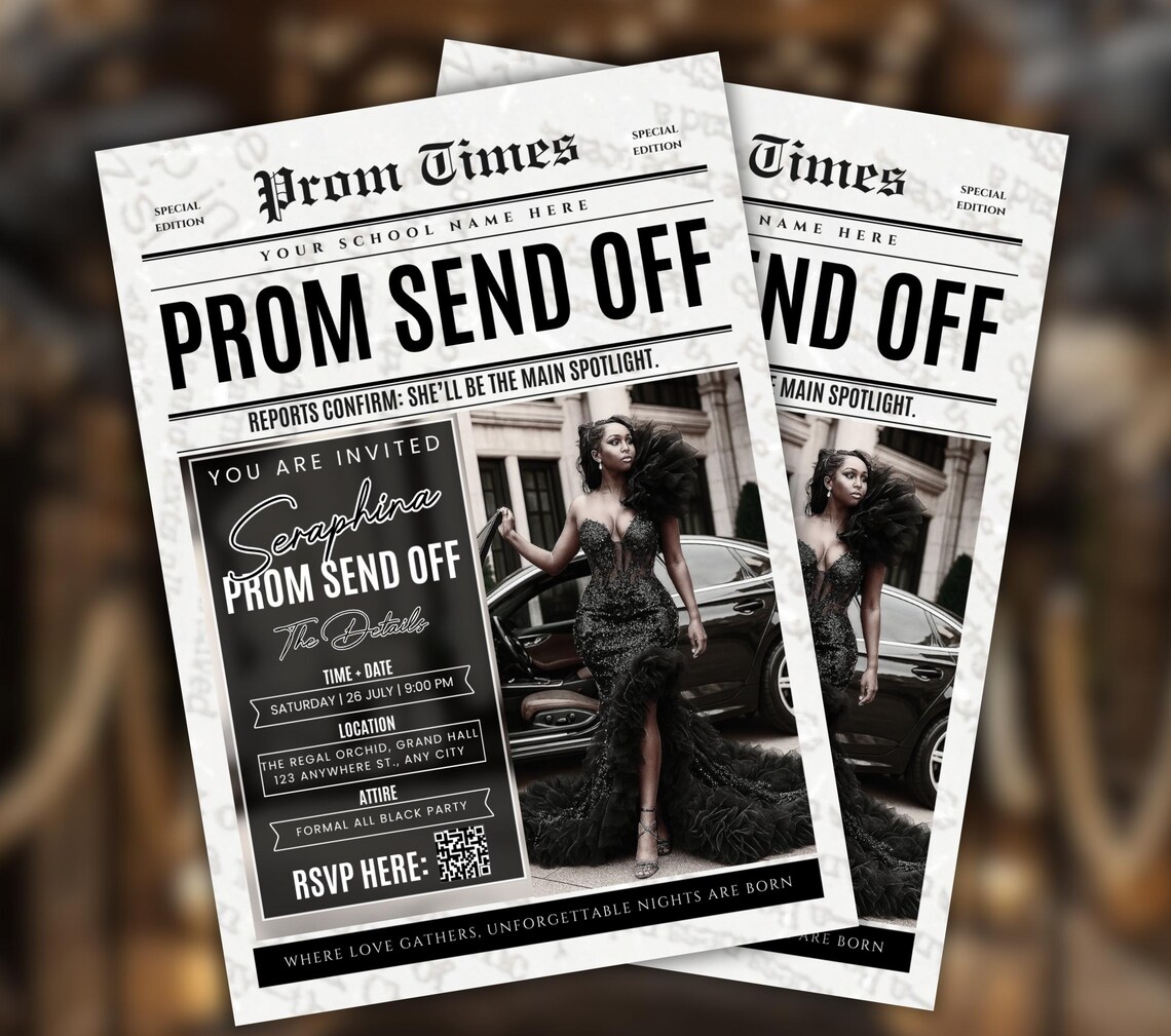 Editable Prom Send off Flyer Newspaper Template, DIY Graduation ...