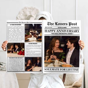 1st Anniversary Newspaper Canva Template, Couple First Anniversary Gift For Wife and Husband, 1 year Anniversary Newspaper Gift Boyfriend