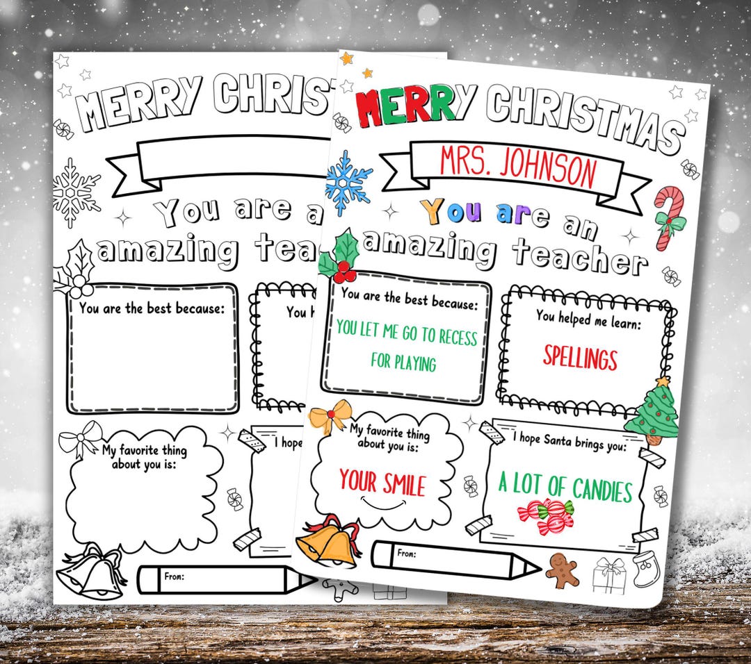 Teacher Christmas Gift Printable, Teacher Appreciation Gift, Teacher ...