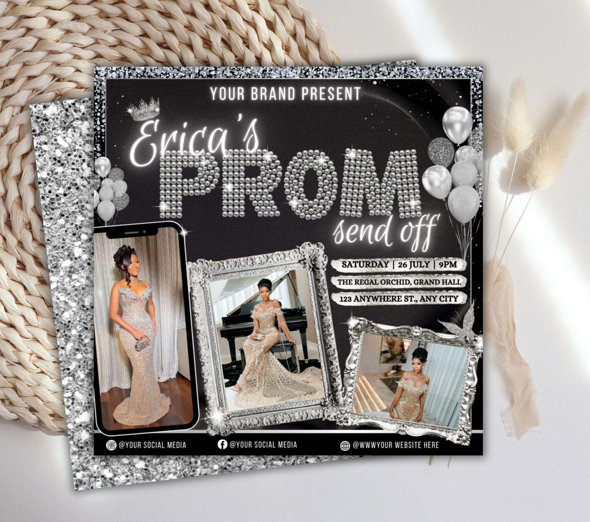 Prom Send off Flyer Template, DIY Prom Flyer, Editable Prom Canva ...