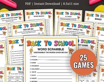 Back To School Games Bundle, Printable First Day Of School Games For Kids, Classroom Ice Breaker Games, Back to School Activities Printable