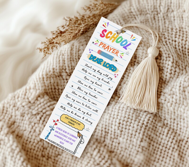 Editable First Day of School Prayer Bookmark, Backpack Blessing ...