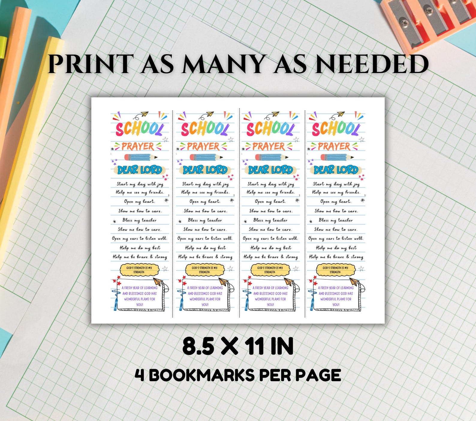 Editable First Day of School Prayer Bookmark, Backpack Blessing ...