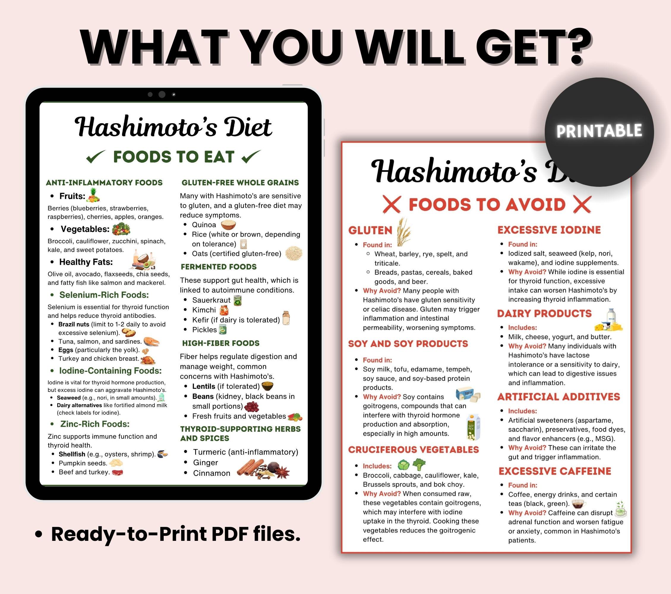 Hashimoto's Diet Food List, Thyroid Diet Meal Plan, Thyroiditis Health ...