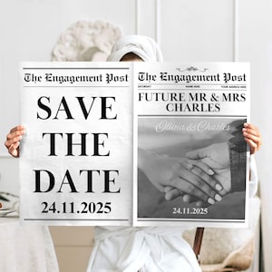 Engagement Announcement Newspaper Template, Editable Save the Date Announcement Template, Printable Engagement Notice Wedding Announcement