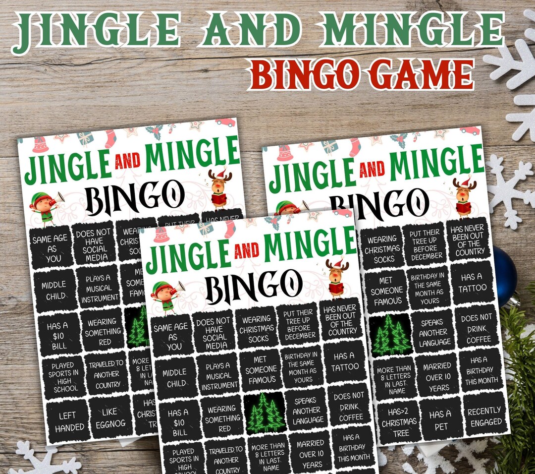 Find the Guest Bingo Game Printable, Christmas Party Icebreaker, Jingle ...