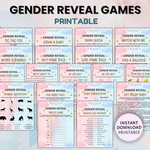 Gender Reveal Games Bundle Printable, Gender Reveal Games, Gender Reveal Party Games, Blue Pink Gender Reveal, Gender Reveal Ideas
