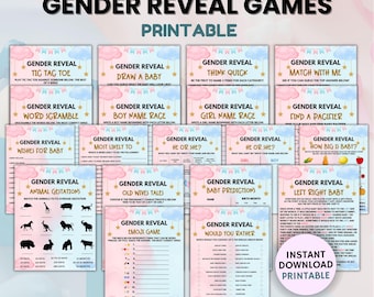 Gender Reveal Games Bundle Printable, Gender Reveal Games, Gender Reveal Party Games, Blue Pink Gender Reveal, Gender Reveal Ideas