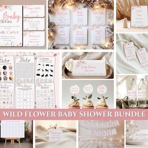 Wildflower Baby Shower Invitation Bundle, Baby in Bloom Baby Shower Bundle, Baby in Bloom Invite, Floral Baby Shower Decorations & Games