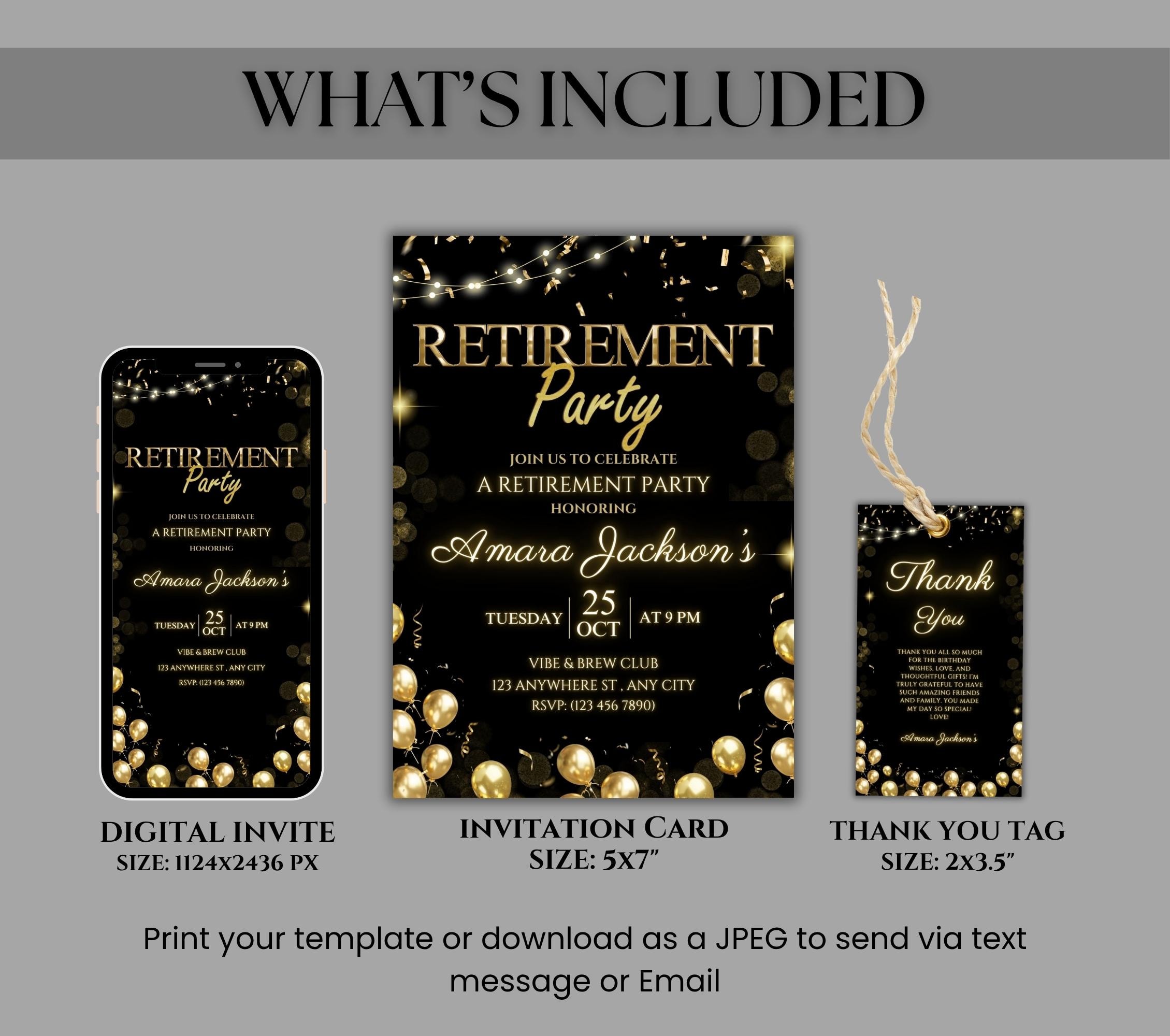 Retirement Party Invitation Template, Editable Retirement Dinner ...