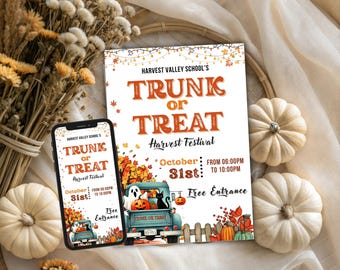 Modèle d'invitation de malle ou de friandise, modèles de malle ou de friandise pour un prospectus d'école, une invitation d'Halloween, une fête d'Halloween de quartier