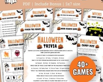 40+ Halloween Games Bundle Printable, Halloween Party Ideas, Halloween Games for Kids Teens and Adults Halloween Activities Halloween Trivia