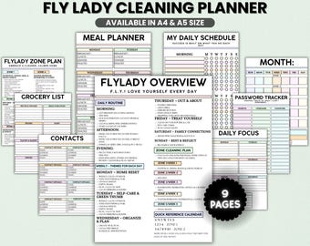 FlyLady Cleaning Planner Editable, Control Journal Printable, Cleaning Schedule, FlyLady Cleaning Printable, Clean Checklist, Responsibilit