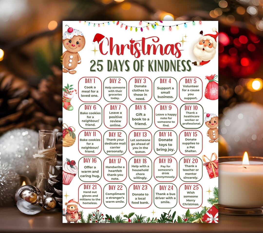 Christmas Kindness Card, Random Acts of Kindness, Advent Ideas, 25 Days ...