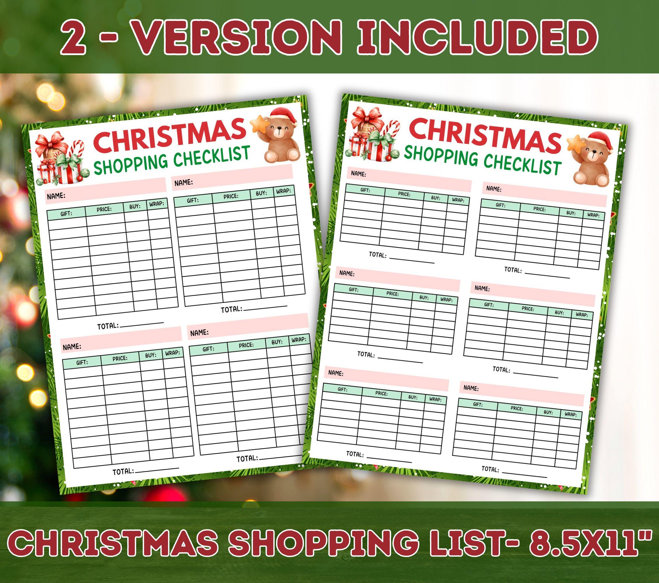 Christmas Shopping Gift List Christmas Shopping Gift List