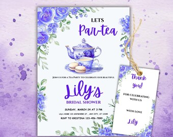 Zeit für Tee mit Braut zu sein, High Tea Brautpartyeinladung, Blush Pink Nachmittagstee Blumen einladen, Pastellgarten Tee-Party einladen
