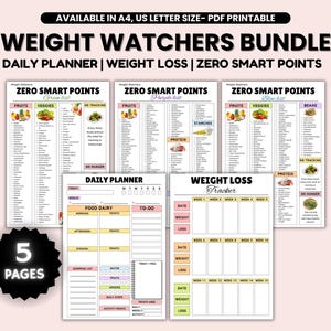 Nulpunt Weight Watcher-voedsellijstbundel Nul Smart Points-voedsellijst Weight Watchers-voedselkaart Caloriearm voedsel Natuurlijk, gezond voedsellijst