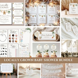 Lokal gewachsenes Babyparty-Einladungspaket, Bauernmarkt-Babyparty-Einladungspaket, Lokal gewachsenes einladen, selbstgebautes einladen Dekor