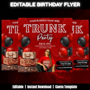 Editable Trunk Party Flyer, DIY Trunk Party Flyer, Farewell Party Invite, Graduation Party Invitation, College Send Off Invitation