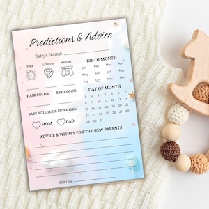 Baby Shower Predictions and Advice Game Card, Printable Baby Shower Game, Printable Minimalist Baby Shower Advice & Wishes for Parents To Be