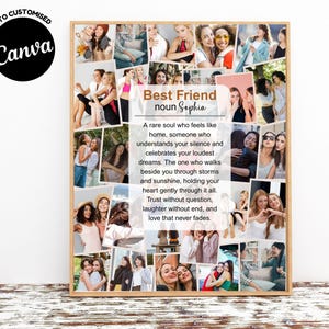 Editable Photo Collage Gift for Best Friend Template, Personalised Best Friend Definition Print, Birthday Gift for Best Friend, Photo Bff