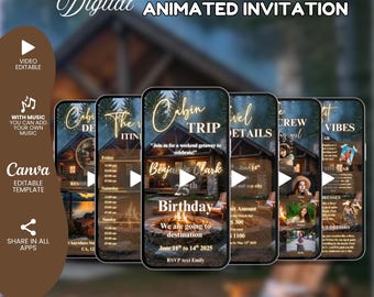 Cabin Trip itinerary Template Editable Camping Trip Invite, Travel Itinerary, Cabin itinerary, Girls Trip Itinerary, Bachelorette Cabin Trip