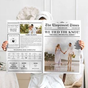 Editable Elopement Announcement Newspaper Template, Elopement Announcement Card, Printable Elopement Notice Wedding Announcement Template