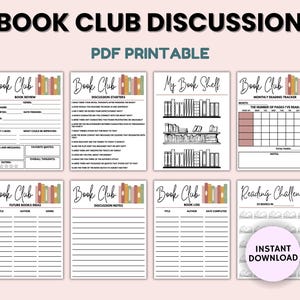 Book Club Discussion Bundle, Printable Book Club Kit, Bookclub Host Idea, My Bookshelf Review, Book challenge, Digital Reading Journal